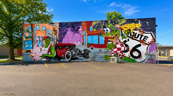 Frankenstein & Route 66 Rat Rod Mural