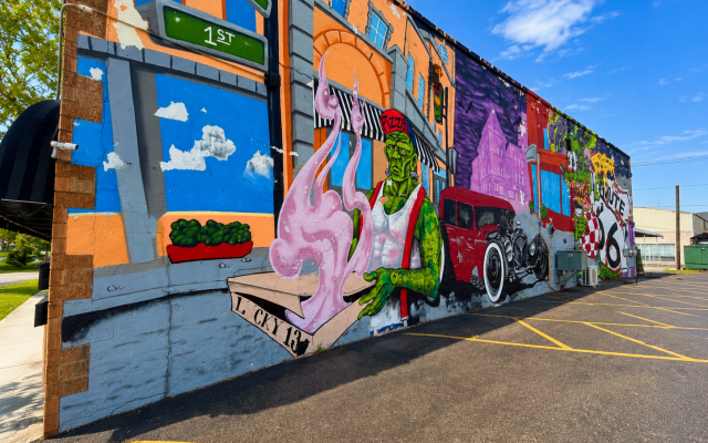 Frankenstein & Route 66 Rat Rod Mural