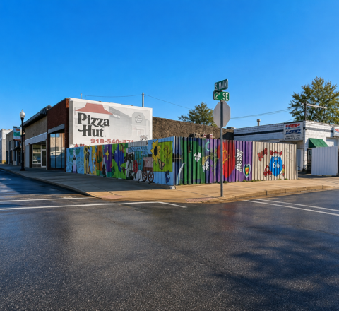 2nd & Main Route 66 Fence Mural