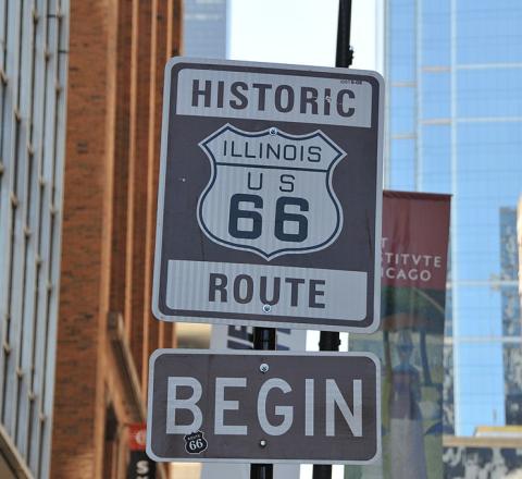 Route 66 Begin Sign