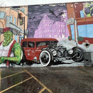 Frankenstein & Route 66 Rat Rod Mural