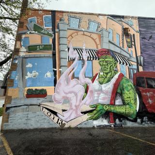 Frankenstein & Route 66 Rat Rod Mural