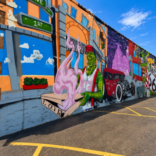 Frankenstein & Route 66 Rat Rod Mural