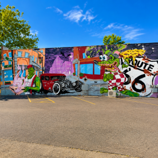 Frankenstein & Route 66 Rat Rod Mural